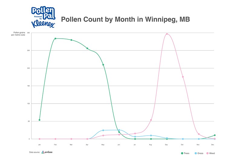 Pollen Count by Month Winnipeg